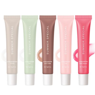 5-Color Summer Special Lip Balm Butter-Shea Butter & Avocado Oil Formula, Lightweight & Non-Sticky, 5 Trending Shades (Vanilla/Mint/Iced Coffee/Cake/Guava), Soften Dry and Lip Care, Gift Box for Teens