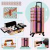 5 in 1 Aluminum Trolley Case with 360 Rotation Wheels with Lock and Key Diamond Pattern Make Up Organizer view 3