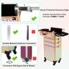 5 in 1 Aluminum Trolley Case with 360 Rotation Wheels with Lock and Key Diamond Pattern Make Up Organizer view 4