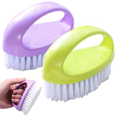 2Pcs Hand Scrub Brush, Soft Reusable Multifunctional Plastic Nail Scrubber Brush for Men Women Kids Hands Nail Cleaning, Color RandomHand Scrub
