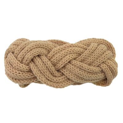 2Pcs Soft Elastic Crochet Headbands for Women Non Slip,3.5 x 8.3 inch Stylish Sports Hair Bands for Women's Hair for Daily Workout Sports Yoga,Camel