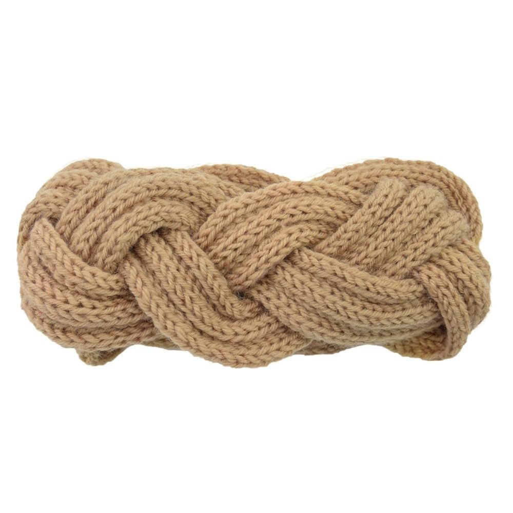 2Pcs Soft Elastic Crochet Headbands for Women Non Slip,3.5 x 8.3 inch Stylish Sports Hair Bands for Women's Hair for Daily Workout Sports Yoga,Camel