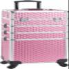 5 in 1 Aluminum Trolley Case with 360 Rotation Wheels with Lock and Key Diamond Pattern Make Up Organizer view 1