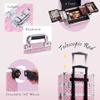 5 in 1 Aluminum Trolley Case with 360 Rotation Wheels with Lock and Key Diamond Pattern Make Up Organizer view 3