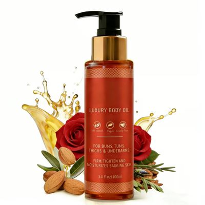 Body Luxury Firming Oil, Skin Tightening Treatment, Moisturizing Formula, Non-Greasy Alternative with Vitamin E,Rosehip and Almond for Buttocks,Abdomen,Thighs