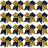 16PCS 8" Large Cheer Hair Bows Ponytail Holder Elastic Band Handmade for Cheerleading Teen Girls College Sports (Navy/Gold, 1 Count (Pack of 16)) view 1