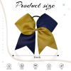 16PCS 8" Large Cheer Hair Bows Ponytail Holder Elastic Band Handmade for Cheerleading Teen Girls College Sports (Navy/Gold, 1 Count (Pack of 16)) view 2