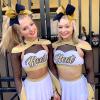 16PCS 8" Large Cheer Hair Bows Ponytail Holder Elastic Band Handmade for Cheerleading Teen Girls College Sports (Navy/Gold, 1 Count (Pack of 16)) view 3