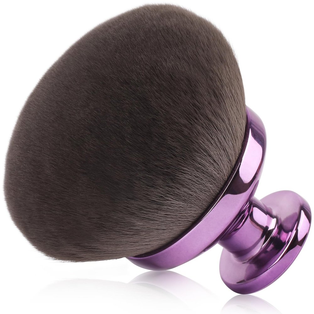 90MM Extra Large Self Tanner Kabuki Makeup Brush Ultra Soft Dense Vegan Bristles for Body Makeup, Bronzer & FoundationApplies Tanning Mousse, Lotion & Self TannerWet & Dry (Purple)