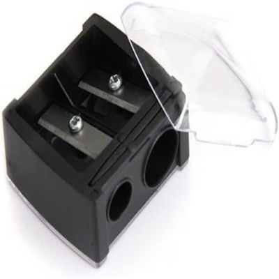 Eyebrow Eyeliner Pencil Sharpener, Dual Holes Eye Pencil with Cover, Easy to Clean, Travel-Friendly Cosmetic Sharpener, Makeup Pencil Sharpener