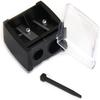 Eyebrow Eyeliner Pencil Sharpener, Dual Holes Eye Pencil with Cover, Easy to Clean, Travel-Friendly Cosmetic Sharpener, Makeup Pencil Sharpener view 3
