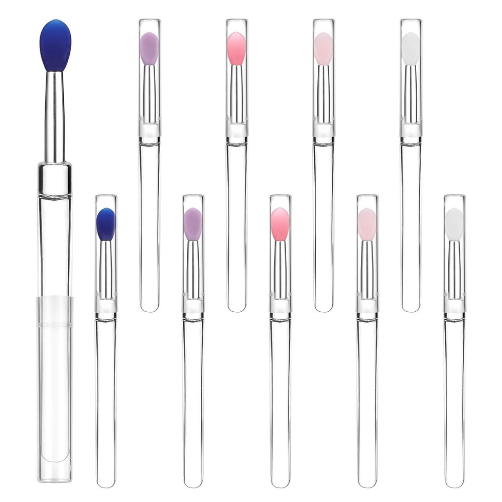 10 PCS Silicone Lip Lipstick Applicator, Silicone Lip Brushes with Caps, Reusable Mask Applicator for Applying Lips Gloss Balm, Lips Scrubber