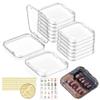 12 Pcs Press On Nail Packaging Storage Case,3x3in Clear Plastic Nail Tips Organizer Box with 30 Adhesive Glue Tabs for Fake Nail Art Display,Bulk Press Ons Container for Salon Business & Home Use view 1