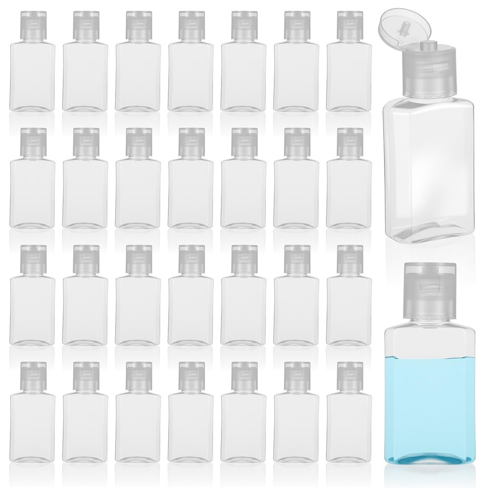 zisiueel 100 Pcs 1oz Travel Bottles - Mini Clear Bottles with Flip Caps, Portable Empty Refillable Containers for Shower Gel, Face Creams, Body Lotions