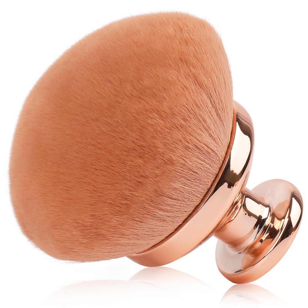 90MM Extra Large Self Tanner Kabuki Makeup Brush  GlorBrochas Ultra Soft Dense Vegan Bristles for Body Makeup, Bronzer & FoundationApplies Tanning Mousse, Lotion & Self TannerWet & Dry (Rose-Gold)