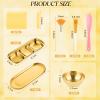 38 Pcs Esthetician Supplies for Facials: 3 Stainless Steel Gold Esthetician Bowls 2 Stainless Steel Mixing Gold Tray 3 Facial Fan Brushes 6 Face Mask Applicator Brush 24 Facial Sponge Compressed Round view 2