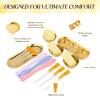 38 Pcs Esthetician Supplies for Facials: 3 Stainless Steel Gold Esthetician Bowls 2 Stainless Steel Mixing Gold Tray 3 Facial Fan Brushes 6 Face Mask Applicator Brush 24 Facial Sponge Compressed Round view 3