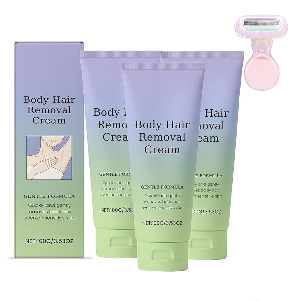L-Uuma Facial Hair Remover, Gentle Painless Cream for Women Face Sensitive,Hair-Free Skin in 5 Minutes- for All Skin Types (3 Pcs)