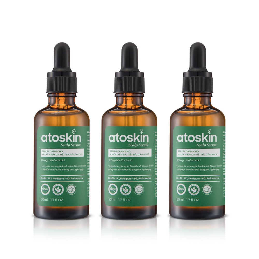Atoskin Scalp Serum (3 Pack)  for Seborrheic Dermatitis - with Botanical Extracts, Zinc PCA & Aquaxyl (5.1 oz)