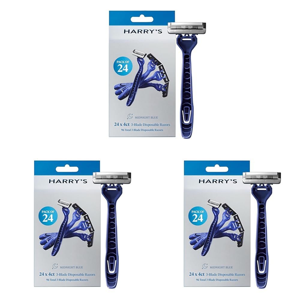 Harry's Men's Disposable Razors, 3-Blade Razors with Lubricating Strip and Pivoting Head, 4 Count (Pack of 3)