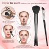 2 Pcs Nose Contour Brushes, 7 Inch 2-In-1 U-Shaped and Fluffy Brush Contour Blending Black Angled Brush Set Angled Tilt Brushes for Nose Sculpting Highlighting Defining Seamless Contouring view 4