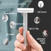 Rex Supply Co. Page Three Piece Double Edge Safety Razor  Aircraft Aluminum Finish, Ultra-Light CNC-Milled Razor for Men, Durable Smooth Shaver Compatible with All Standard DE Blades view 2