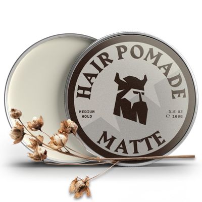 Striking Viking Hair Pomade - Matte Finish (100 g) - Linen Scent - Water-Based Matte Pomade Styling Hair Cream for Men (100 g (Pack of 1, Medium Hold - Linen Scent)