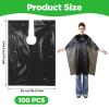 100 Pcs Disposable Capes Hair Salon, 51.2x36.2 Inch Disposable Hair Salon Capes, Waterproof Barber Cape, Single Use Shampoo Hair Cutting Cape Dressing Apron for Barbershop & Salon Hairdressing (Black) view 2
