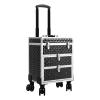 MUSESPANI 3 Tiers Professional Rolling Makeup Case with Sliding 2 large Drawers,Makeup Case with 360 Rotatable Wheels,Hairdressers Cosmetic Organizer for Store Cosmetics and Makeup ToolsBlack view 1