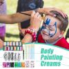 Body Painting Creams | Face Painting Kit With Stencils | 12-Grid Palette Washable Cosmetics With Brushes Stencils | Dependable | Versatile | 21x10.4x1.6cm | For Halloween Birthday view 3