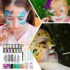 Body Painting Creams | Face Painting Kit With Stencils | 12-Grid Palette Washable Cosmetics With Brushes Stencils | Dependable | Versatile | 21x10.4x1.6cm | For Halloween Birthday view 4