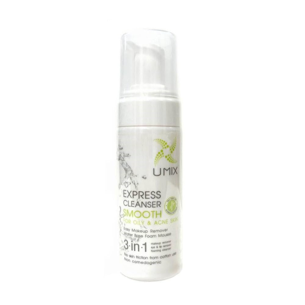 Express Cleanser Smooth 3in1: Facial foam for cleaning makeup sunscreen "Water-based" for clear skin without, gentle even for sensitive skin. *truly fresh feel* 150 ml 5.0fl oz.