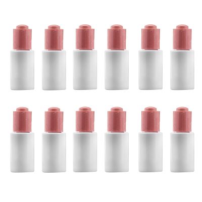 Straight Round 30ml Essential Oil/Serum PETG Bottle with 18/415 Black Convex Plastic Push Button Pipette Dropper for Essential Oils, Leak Proof Travel Bottles, Set of 12 (Dark pink)
