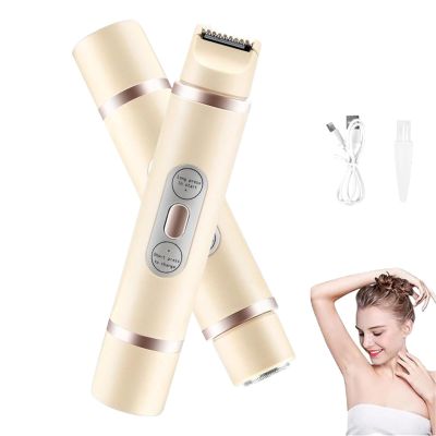 2 in 1 Electric Shaver for Women, Rechargeable Hair Remover, Portable and Safe Lady Razor, 2 in 1 Double-Headed Waterproof Wet and Dry, Electric Bikini Trimmer for Women (Yellow Upgraded Version)