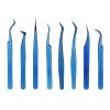 8Pcs Lash Extension Tweezers, Stainless Steel Eyelash Extension Tweezers Set, Straight and Curved Tip Tweezers for Eyebrow Hair, Eyelash Extensions Girls, Women, Beginners view 1