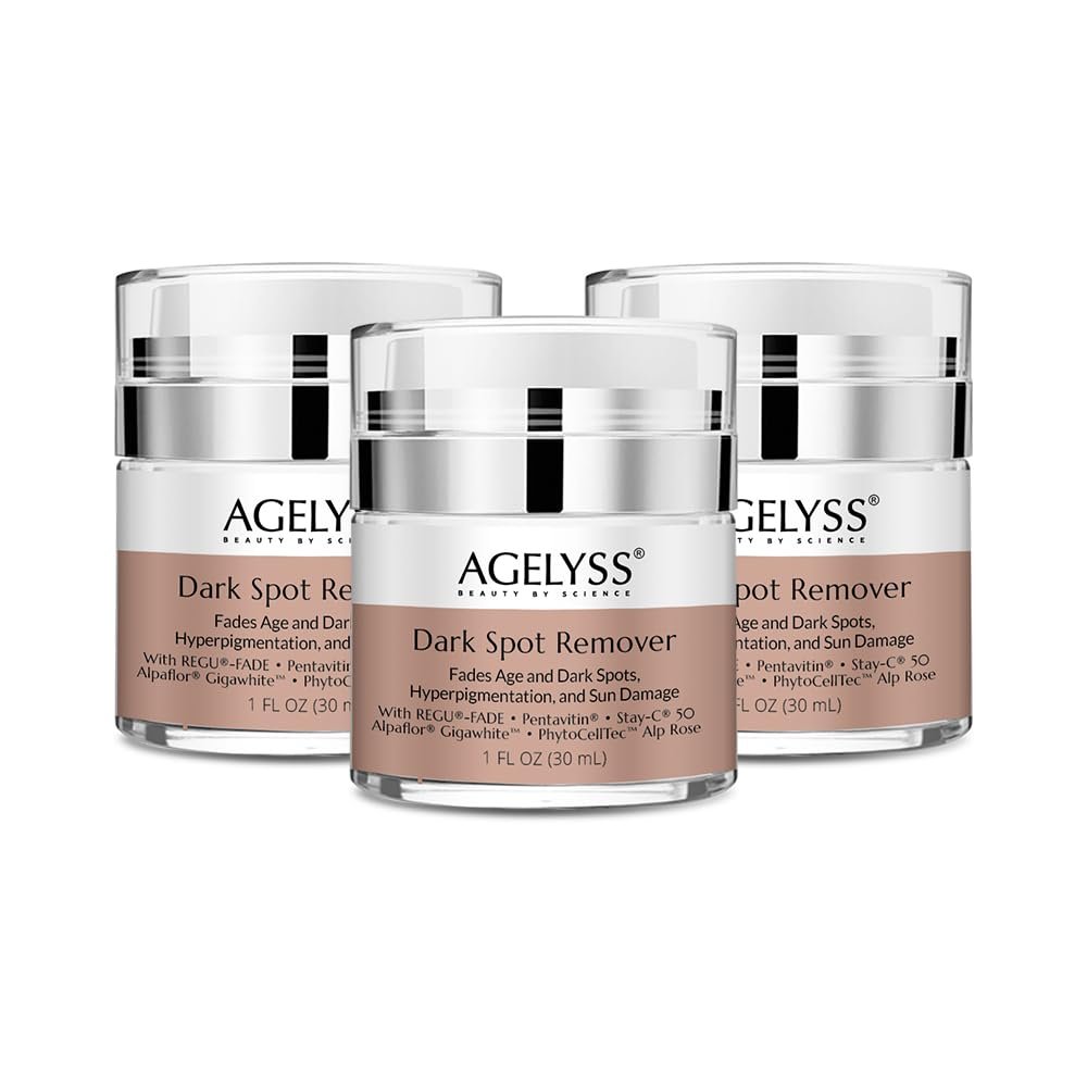 Agelyss Dark Spot Remover  Brightening Serum  Fades Appearance of Dark Spots, Evens Skin Texture, Hydrating & Nourishing  Paraben-Free, Vegan, Cruelty-Free  1 FL OZ - Pack of 3