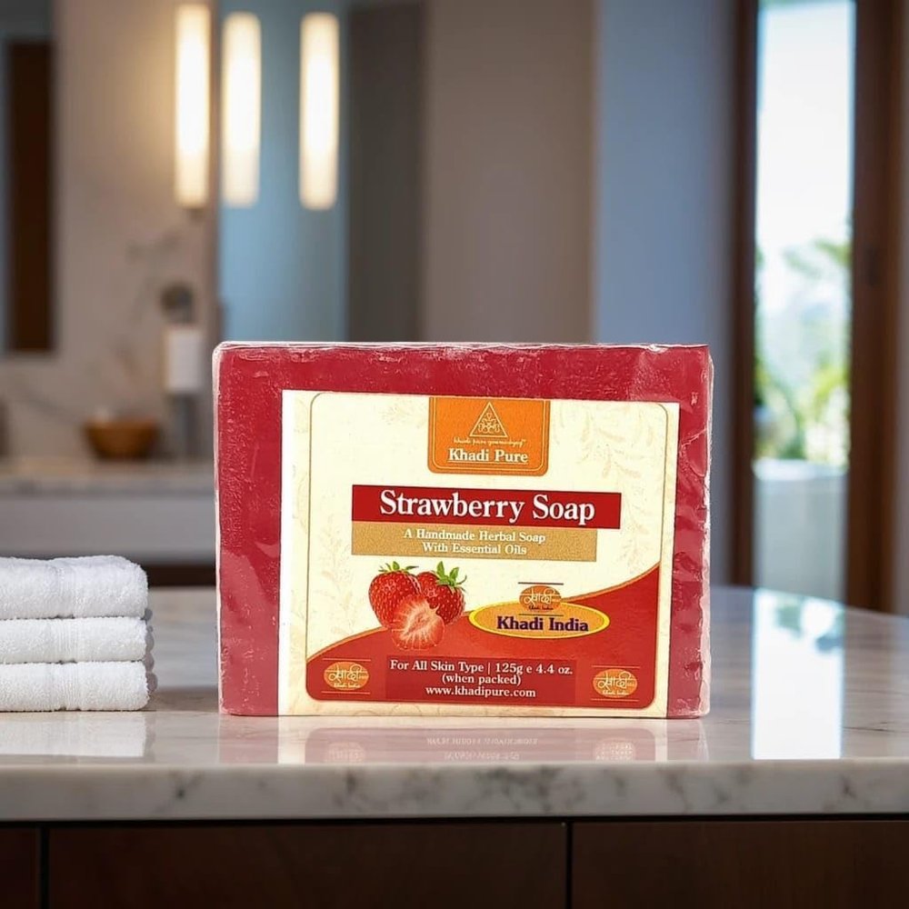 FOUNTINA Khadi Pure Herbal Strawberry Soap, 125g, Pack of 4