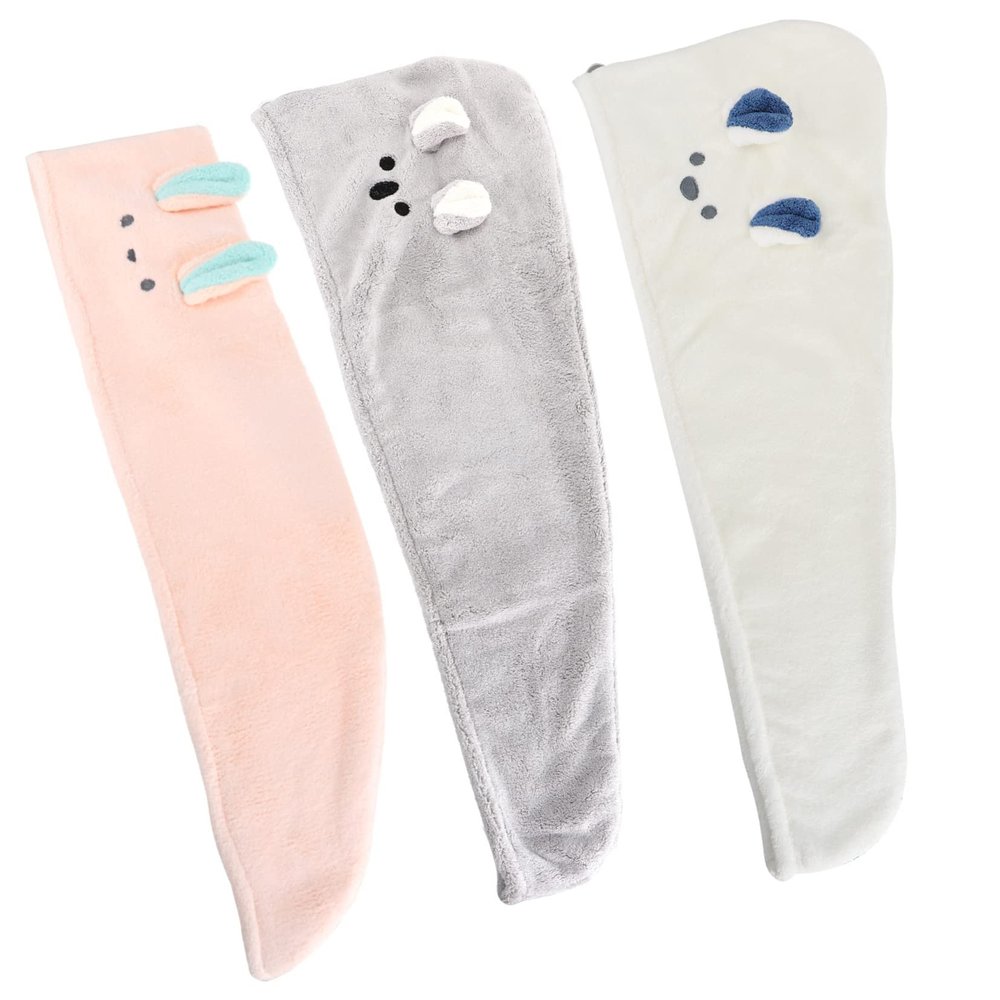 EPIGEIST 3pcs Quick Dry Hair Towel Wrap Super Absorbent Hair Cap for Women for Shower Gym Travel Salon Use Soft Comfortable Easy to Use Pink White Grey