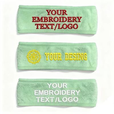 FHEAXL 3 Pcs Embroidery Custom Facial Spa Headband - Light Green