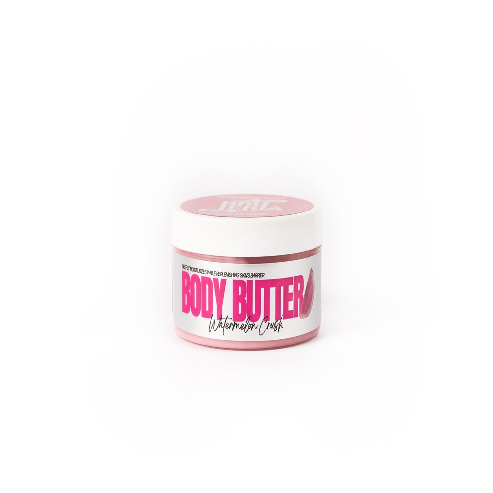 Brujeria Whipped Body Butter with Shimmer Deep Hydration for Dry & Extra Dry Skin Shea & Cocoa Butter + Natural Oils Glow Boosting, Non-Greasy, Fast Absorbing, Vegan (7.4 oz, Watermelon)