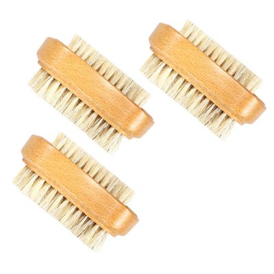 EPIGEIST 3Pcs Double Sided Boar Bristle Nail Brush Fingernail Cleaner Pedicure Hand Brush for Home Office Kitchen and Garden Use Convenient and Practical Nail Art Tools