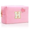 YILANCOL Personalized Initial Makeup Bag with Bling Heart Preppy Cosmetic Bag Cute Toiletry Travel Bag For Teen Girls Women Letter Makeup Pouch Purse for Holiday Birthday Christmas Gifts view 1