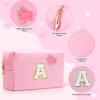 YILANCOL Personalized Initial Makeup Bag with Bling Heart Preppy Cosmetic Bag Cute Toiletry Travel Bag For Teen Girls Women Letter Makeup Pouch Purse for Holiday Birthday Christmas Gifts view 3