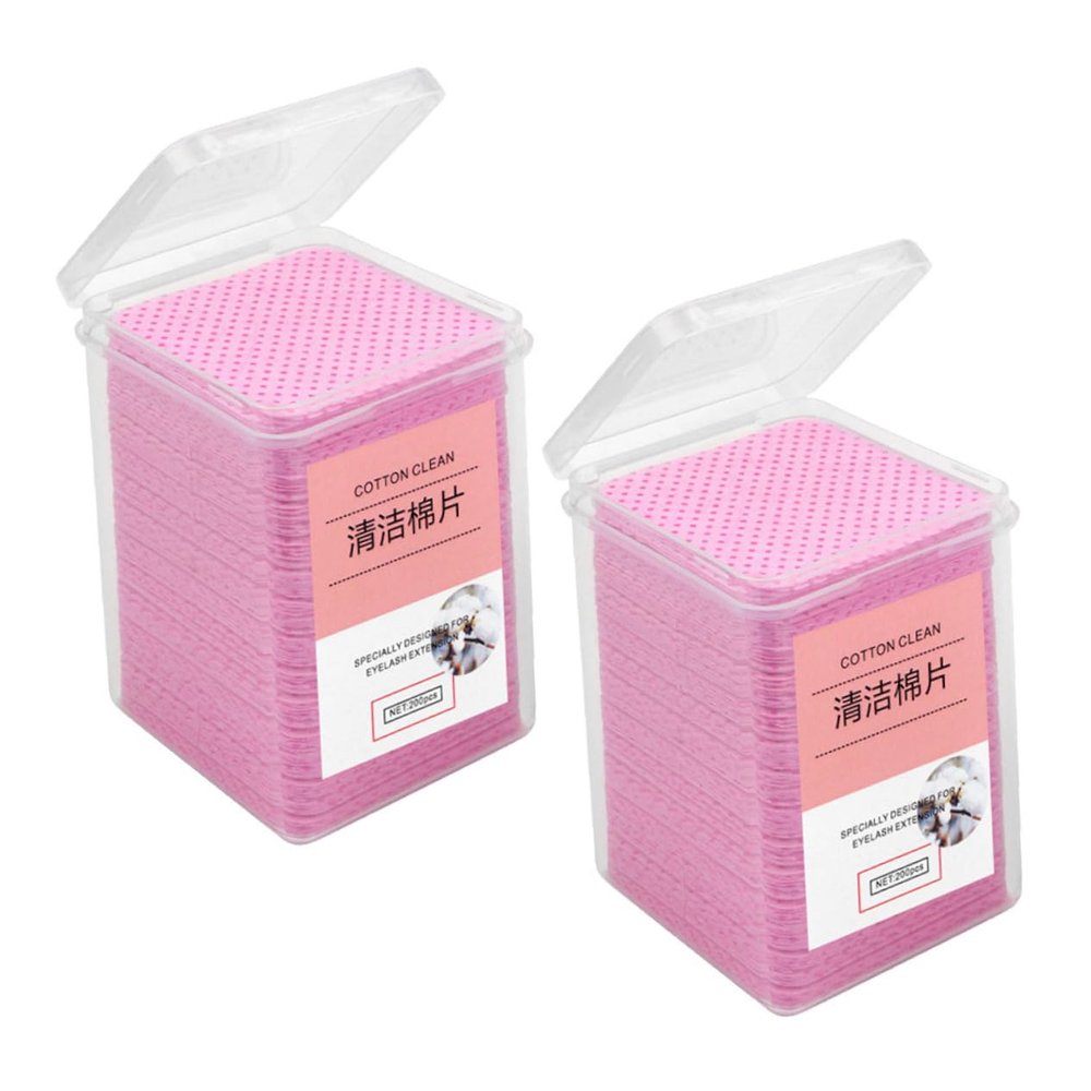 EPIGEIST 400Pcs Eyelash Glue Wiping Cloths Pink Cleaning Pads for Eyelash Extensions Portable and Compact Removal Tool Prevent Clogging for Travel and Daily Use