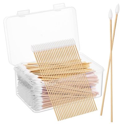 EXAOMBLE 500pcs Precision Long Cotton Swabs for Makeup Ear Cleaning Nail Care Gentle Tipped Applicator Sticks for Versatile Use Skin Electronics