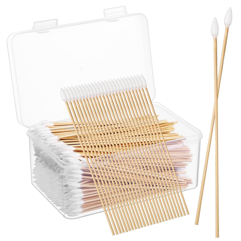 EXAOMBLE 500pcs Precision Long Cotton Swabs for Makeup Ear Cleaning Nail Care Gentle Tipped Applicator Sticks for Versatile Use Skin Electronics