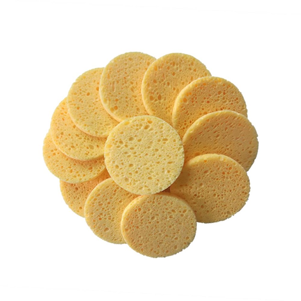 SMASOLO 50 Pcs Compressed Natural Cellulose Facial Sponge Soft Skin Care Makeup Remover Puff for Gentle Cleansing Round for Daily Use and Exfoliation