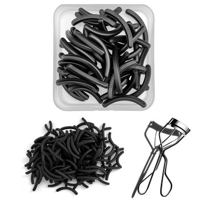 100Pack Compatible with Shiseido Eyelash Curler Refill Pads,High Elasticity Silicone Refill Pads Compatible with Shiseido Eyelash Curler,Gentle & Safe on Lashes,Black.