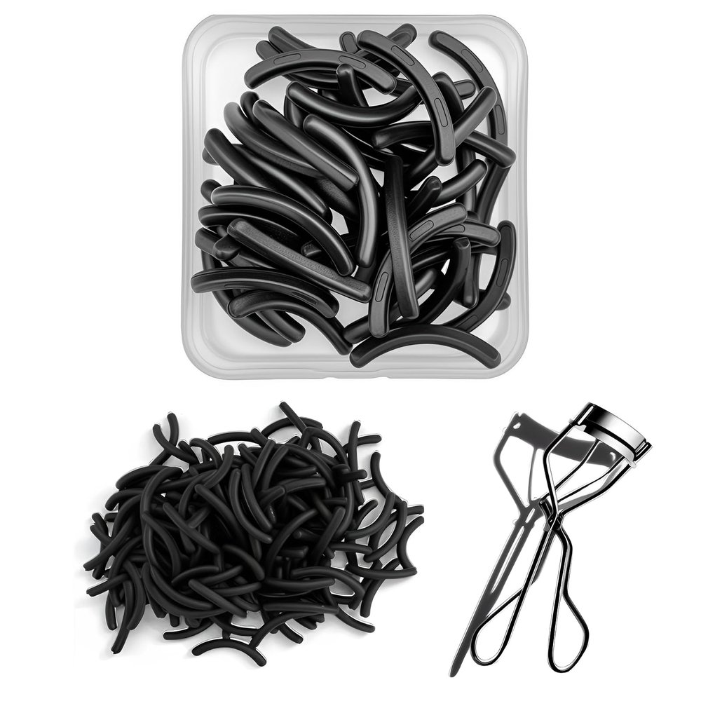 100Pack Compatible with Shiseido Eyelash Curler Refill Pads,High Elasticity Silicone Refill Pads Compatible with Shiseido Eyelash Curler,Gentle & Safe on Lashes,Black.