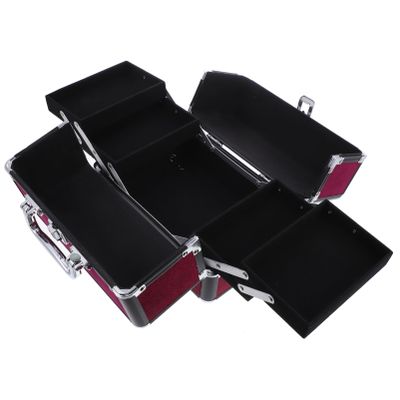 ELAYARD 1pc Large Capacity Aluminum Makeup Case Double Opening Cosmetic Storage Box for Travel Events Lightweight and Durable Makeup Organizer for Professionals and Daily Use